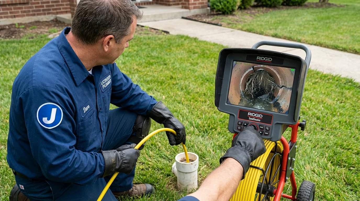 Sewer camera inspection being performed by Johns Plumbing LLC in Corbin