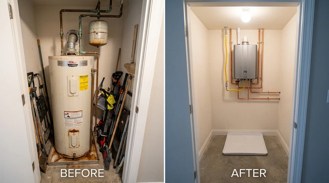 Tank water heater versus wall-mounted tankless unit comparison for Corbin, KY homeowners