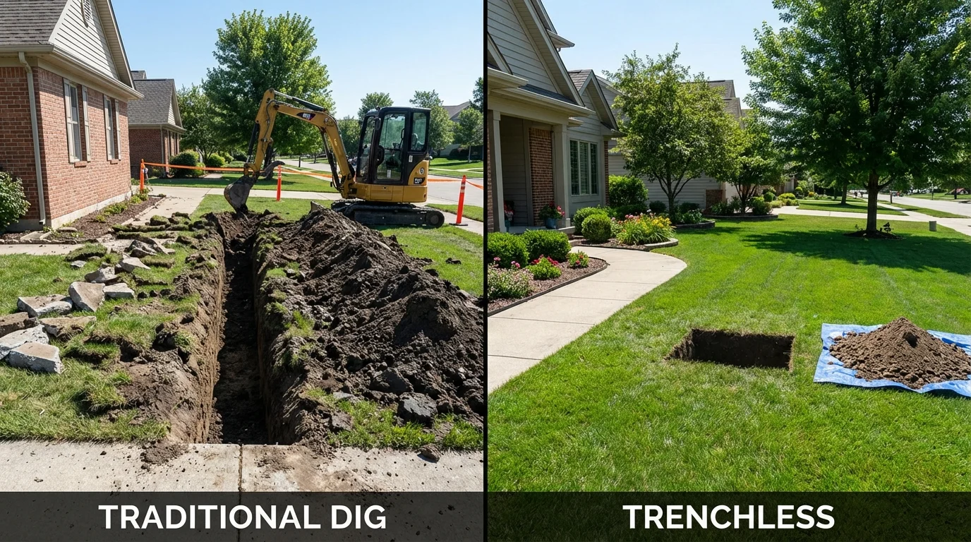 Trenchless sewer repair with minimal yard damage versus traditional excavation in Corbin, KY